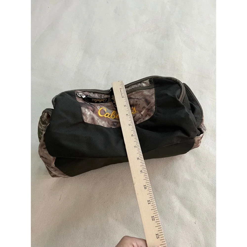 Cabelas Fishing Tackle Bag Camo Black Canvas Shoulder Strap Multi Pocket Storage